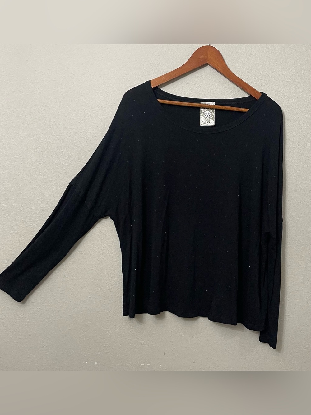 Vocal USA Black Rhinestone Dolman Sleeve Top Made in USA